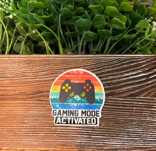 Gaming Mode Activated, Vinyl Sticker, Water Resistant, Gamer Gift, Laptop Decal, Retro Vintage Colors, Game Controller |Sticker or Magnet