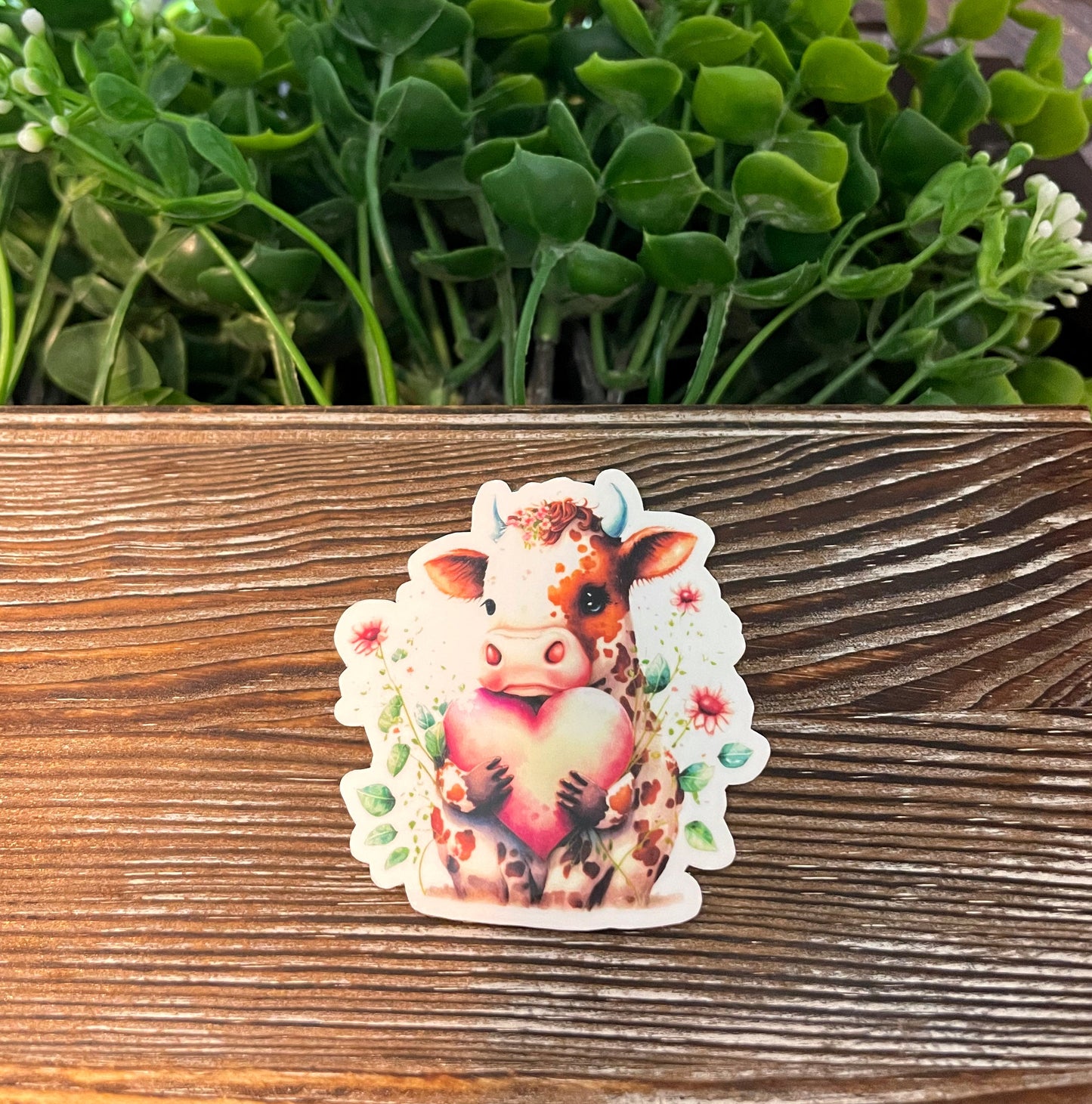 Cow w/ Red Heart |Vinyl Sticker or Magnet |Refrigerator Fridge Car |Valentines Day |Cute Animal |Love Gift |Sticker or Magnet