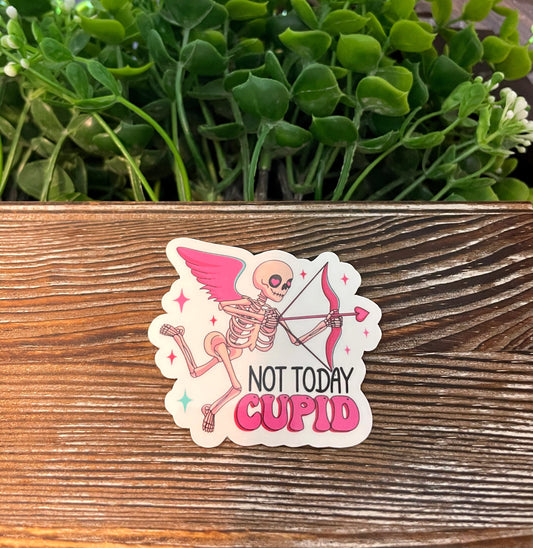 Not Today Cupid |Vinyl Sticker or Magnet |Refrigerator Fridge Car |Valentines Day |Funny Quote |Dark Humor Love |Sticker or Magnet