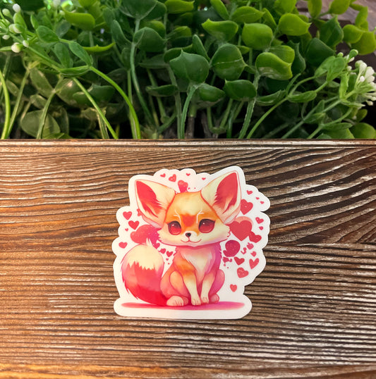 Fox w/ Red Heart |Vinyl Sticker or Magnet |Refrigerator Fridge Car |Valentines Day |Cute Animal |Love Gift |Sticker or Magnet