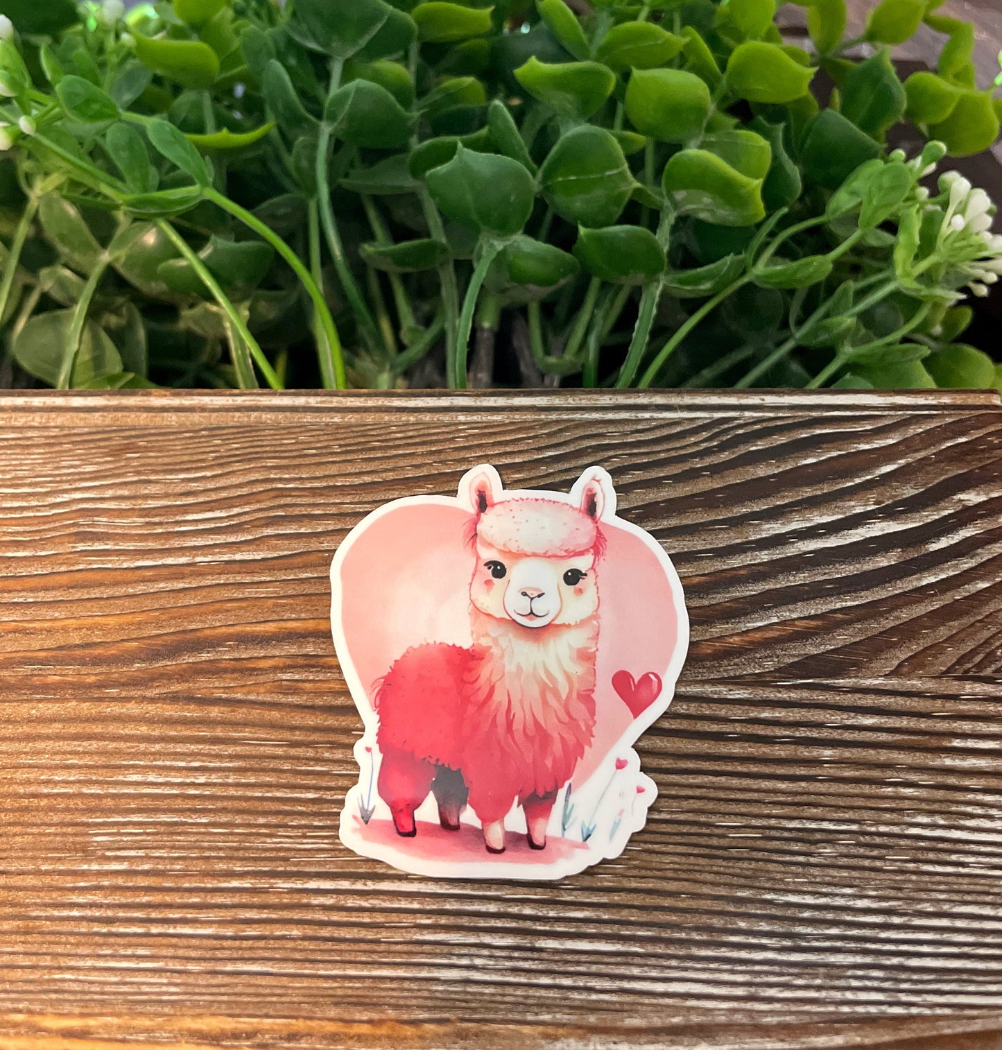Llama w/ Heart Sticker |Sticker or Magnet