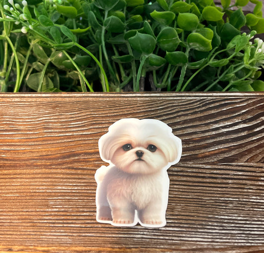 Maltese Puppy |Lightweight Vinyl Sticker or Magnet |Boho Fun |Refrigerator Fridge Car |Dog Mom Animal Lover |Pet Breed |Sticker or Magnet