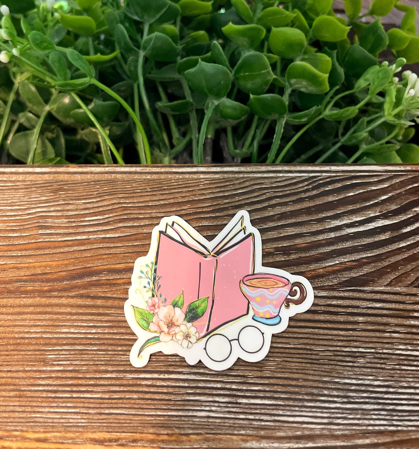 Reading Sticker, Books and Tea |Vinyl Sticker or Magnet |Refrigerator Fridge Car |Learn Knowledge |Love to Read Books |Home Library |E-Reader |Sticker or Magnet