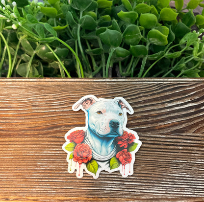 Pitbull Sticker Flowers |Lightweight Vinyl Sticker or Magnet |Boho Fun |Refrigerator Fridge Car |Dog Mom Animal Lover |Pet Breed |Sticker or Magnet