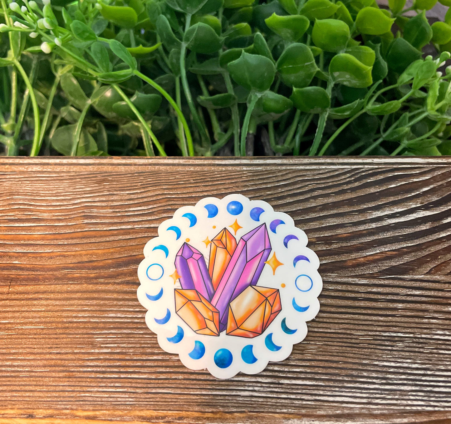 Purple and Gold Crystal Cluster |Lightweight Vinyl Sticker or Magnet |Refrigerator Fridge Car |Gemstones Magic |Celestial Geology Rocks |Moon Phases |Sticker or Magnet