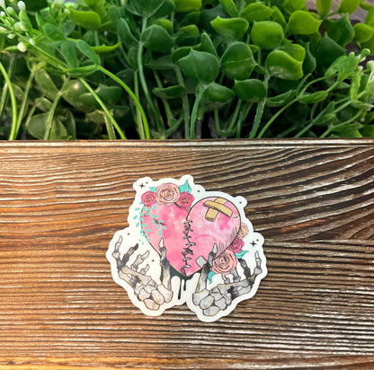 Skeleton Hand w/ Heart |Vinyl Sticker or Magnet |Refrigerator Fridge Car |Valentines Day |Funny Quote |Dark Humor |Sticker or Magnet