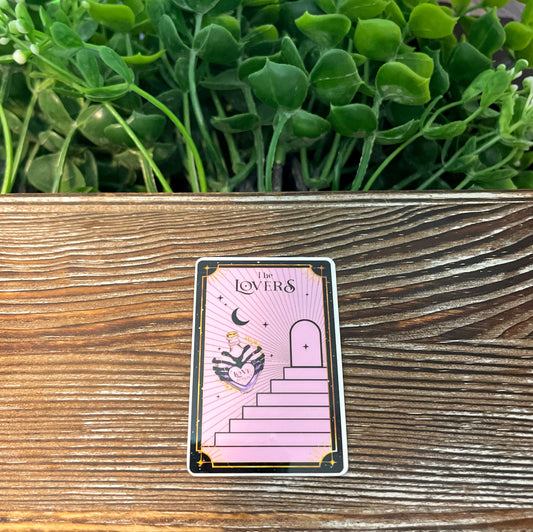 The Lovers Tarot Card, Die Cut Vinyl Sticker, Boho Fun, Water Resistant, Astrology Watercolor, Horoscope Symbols |Sticker or Magnet