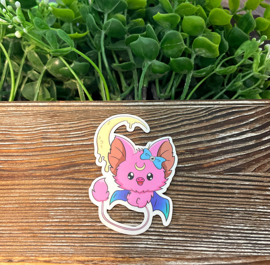 Cute Creepy Pink Goth Kawaii Bat, Die Cut Vinyl Sticker, Boho Fun, Water Resistant, Fantasy Mythical Creature, Gift for Girl, Pastel Colors |Sticker or Magnet