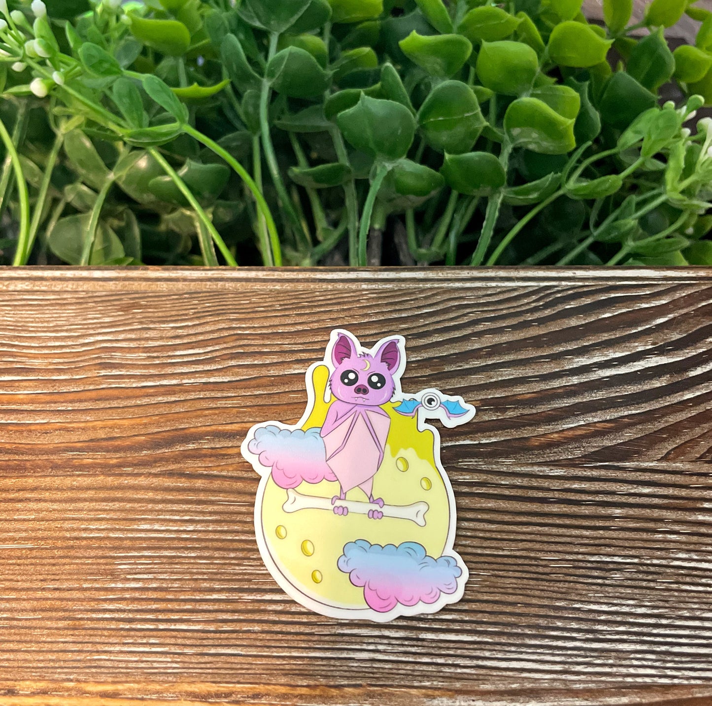 Cute Creepy Pink Goth Kawaii Bat |Lightweight Vinyl Sticker or Magnet |Boho Fun |Refrigerator Fridge Car |Fantasy Mythical Creature |Gift for Girl |Pastel Colors |Sticker or Magnet