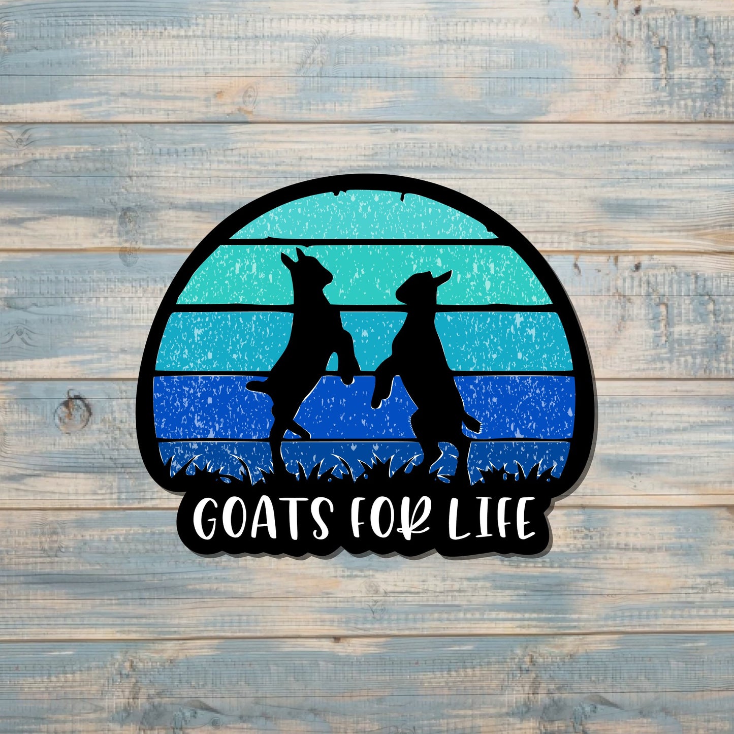 Goats for Life Sticker, Blue Sunset Outline, Livestock Sticker, Farm Life, Love Animals,  FFA Show Bottle, Homestead Decal |Sticker or Magnet