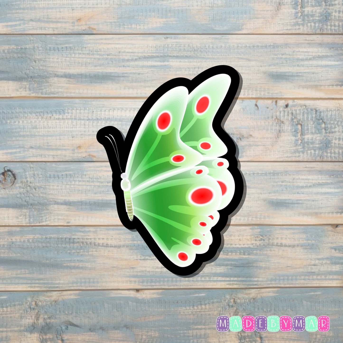 Ghost Green Butterfly |Sticker or Magnet