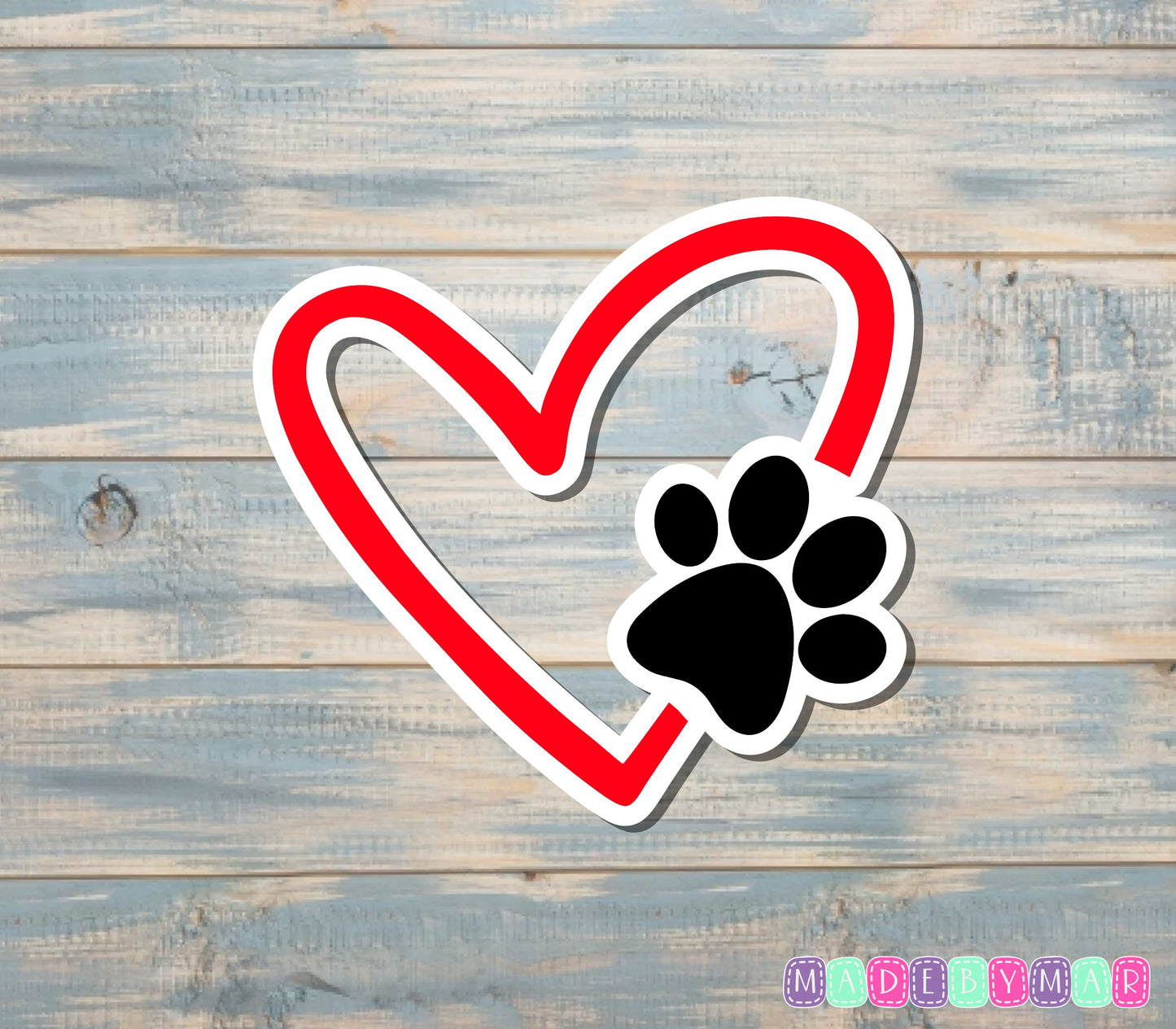 Dog Paw and Heart Sticker |Sticker or Magnet