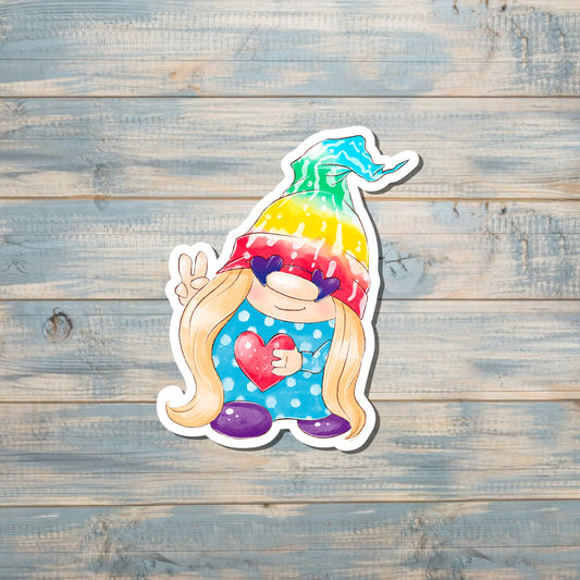 Tie Dye Gnome Sticker |Sticker or Magnet