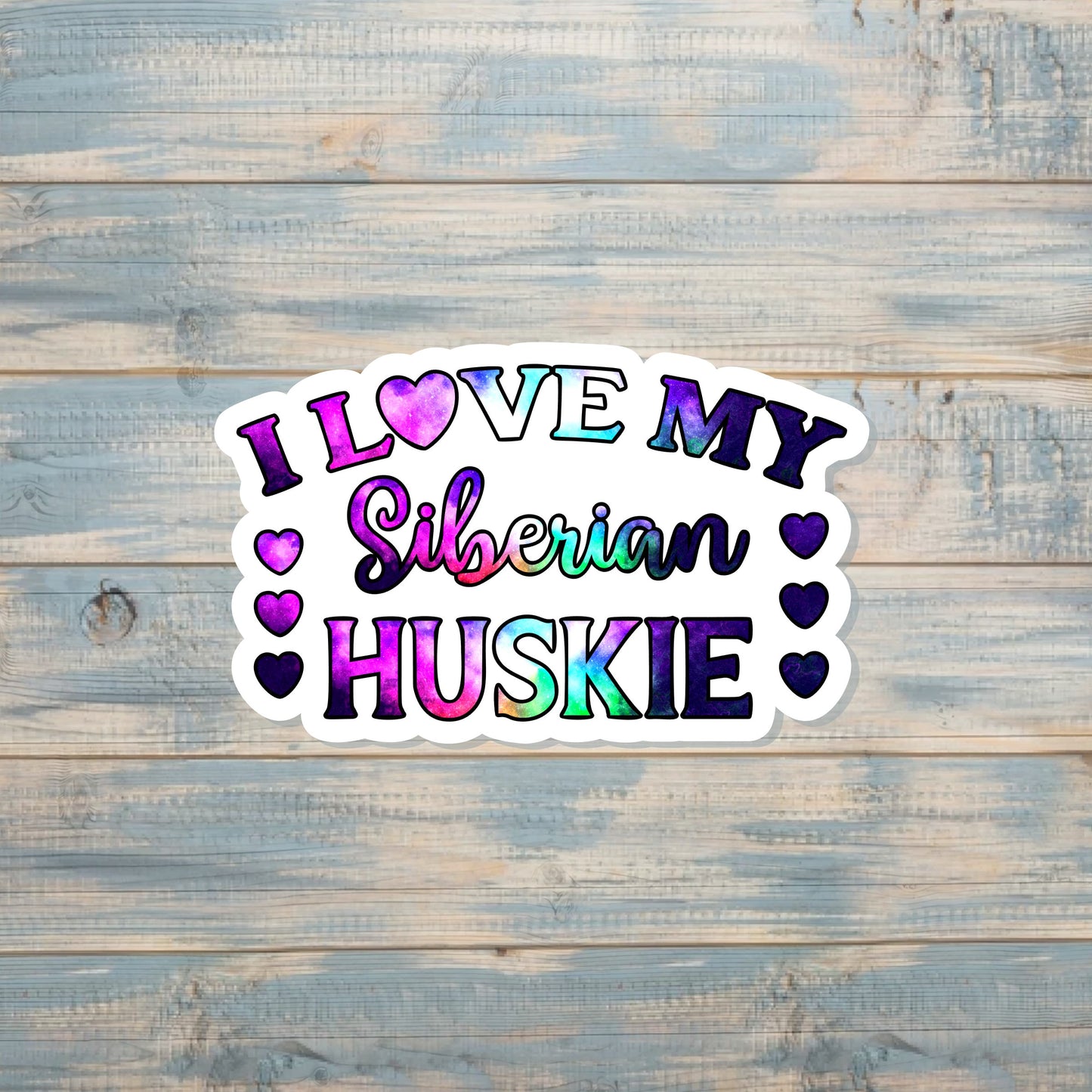 Siberian Huskie Sticker, Die Cut Vinyl Sticker, Galaxy Pattern, Boho Fun, Water Resistant, Dog Mom Animal Lover, Pet Breed |Sticker or Magnet