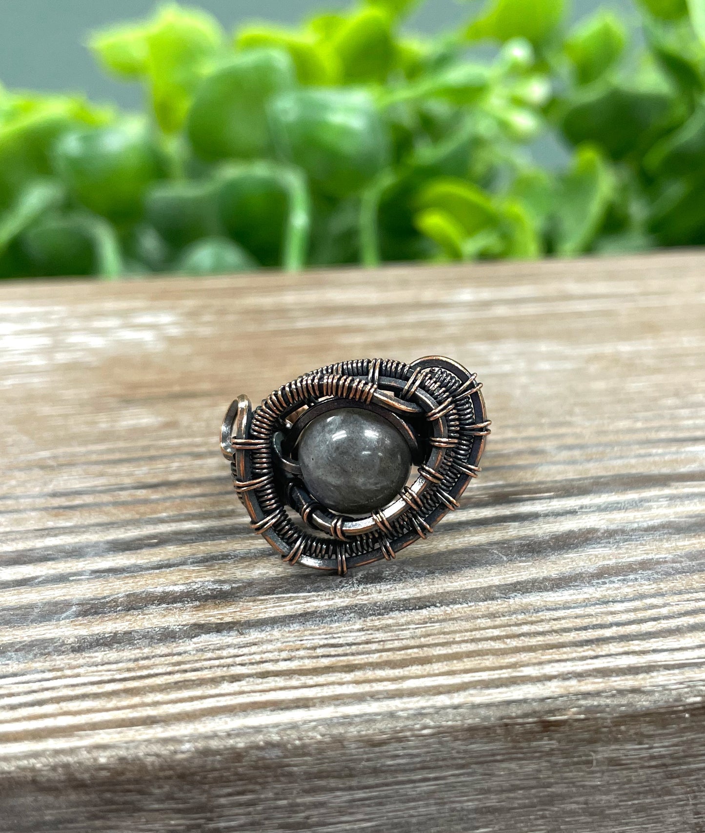 Labradorite Wire Wrapped Ring - Handmade by Marlayna