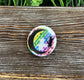 Rainbow Cat and Crescent Moon Graphic Art Button / Pin 1.25” - Handmade by Marlayna