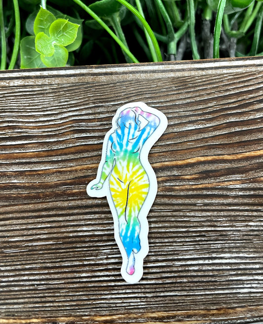 Tie Dye Woman Silhouette Die Cut Sticker, Graphic Art Sticker, Vinyl, |Sticker or Magnet