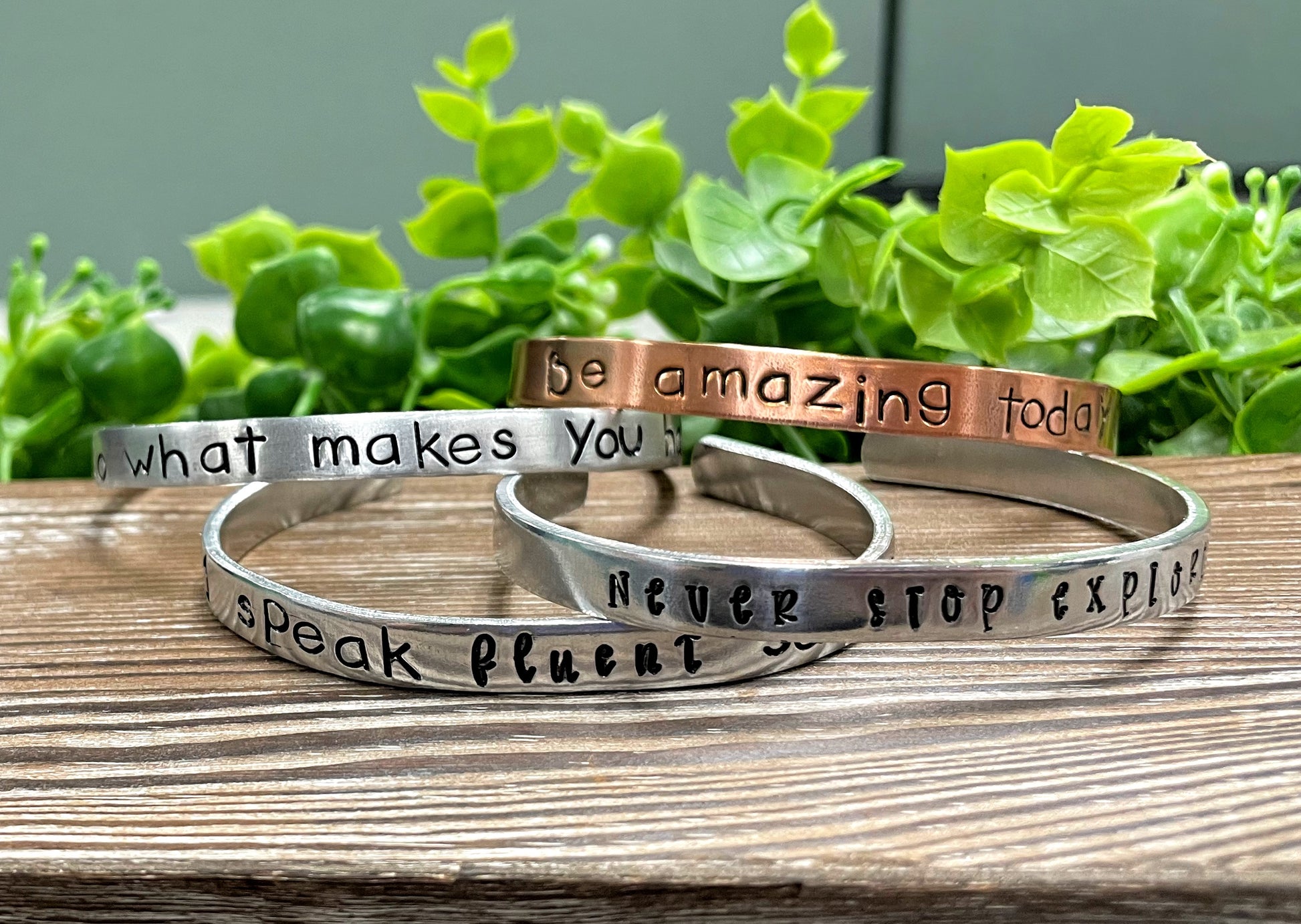 Do What Makes You Happy Hand Stamped Cuff Bracelet Quote - Can be d - Handmade by Marlayna