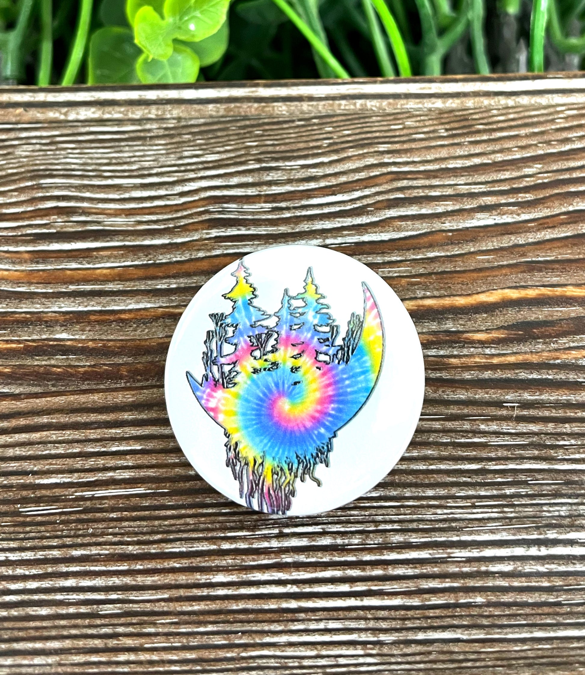 Tie Dye Tree Roots Moon Graphic Art Button / Pin 1.25” - Handmade by Marlayna