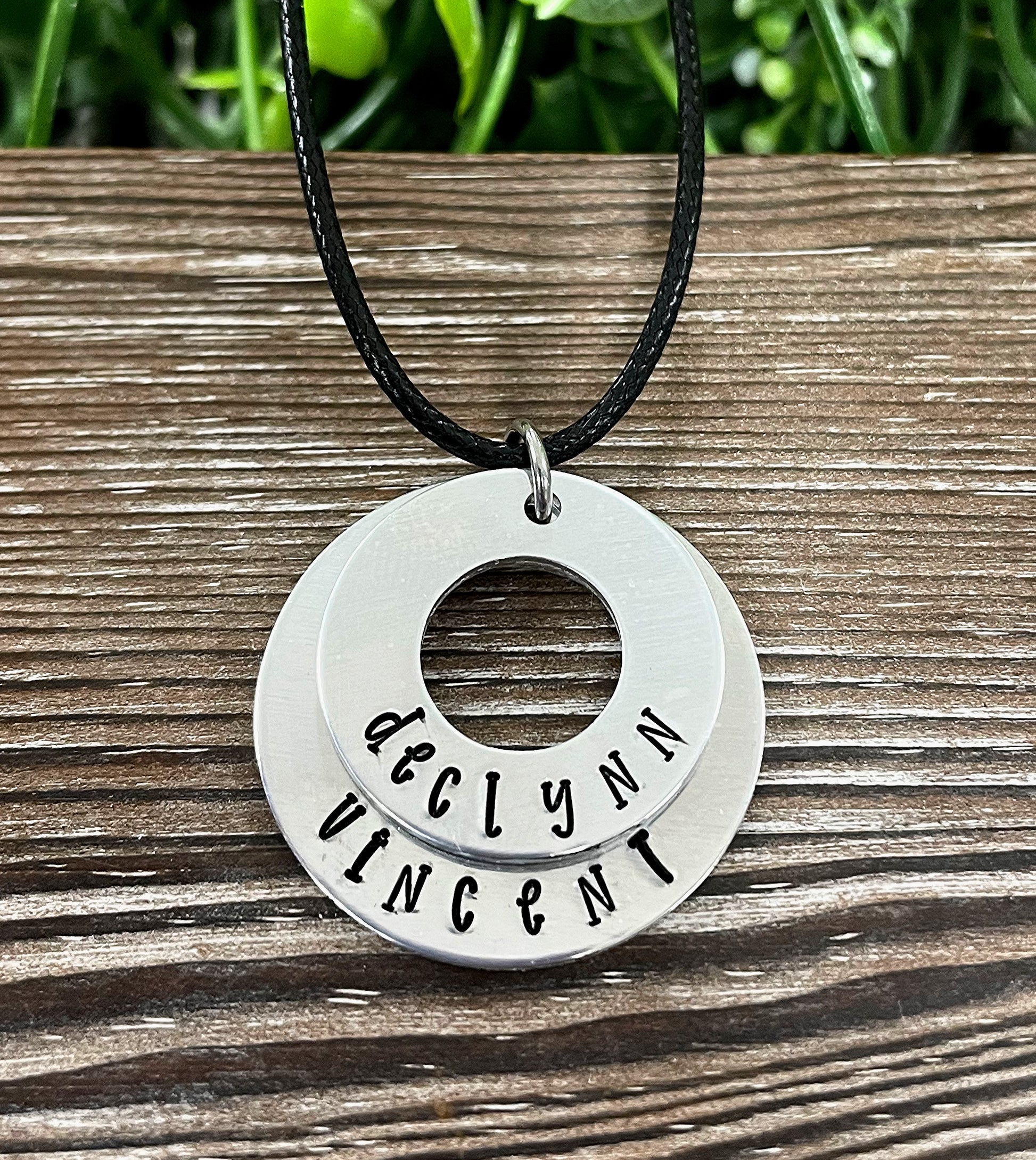 Engraved deals washer necklace