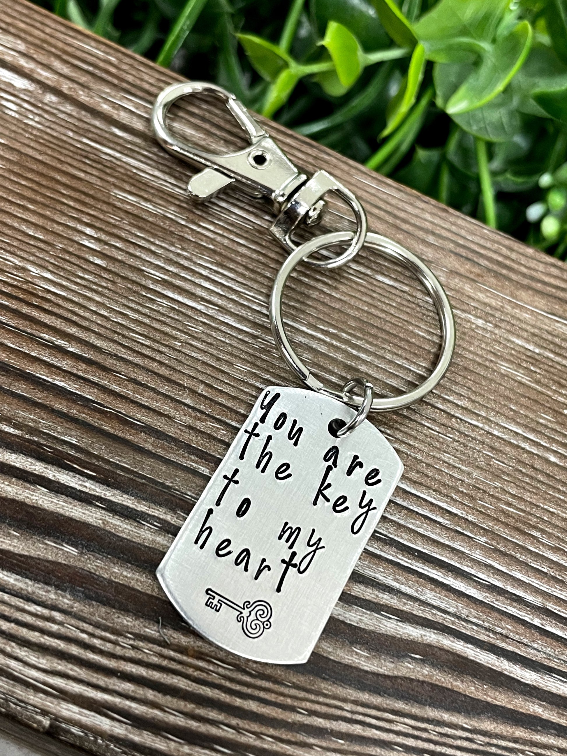 Key to my Heart Hand Stamped Key Chain Valentines Day Gift - Handmade by Marlayna