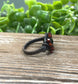 Onyx Gemstone w/ Garnet Beads Wire Wrapped Ring - Handmade by Marlayna