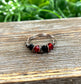 Red and Black Glass Crystal Wire Wrapped Ring - Handmade by Marlayna