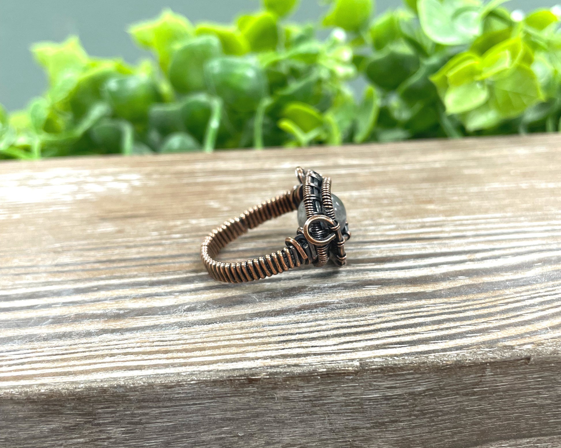 Labradorite Wire Wrapped Ring - Handmade by Marlayna