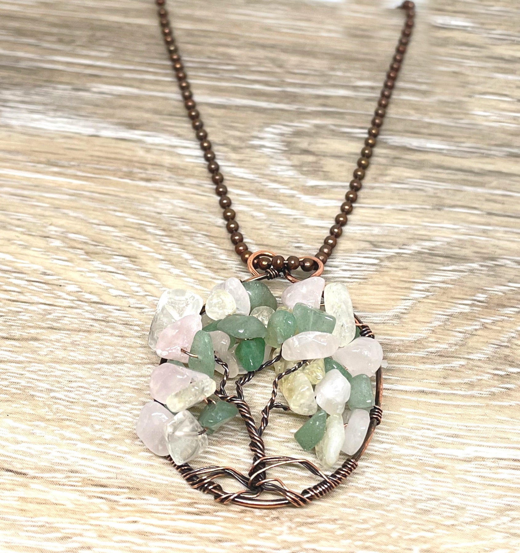 Wire Wrapped Tree of Life Pendant with Gemstones - Handmade by Marlayna