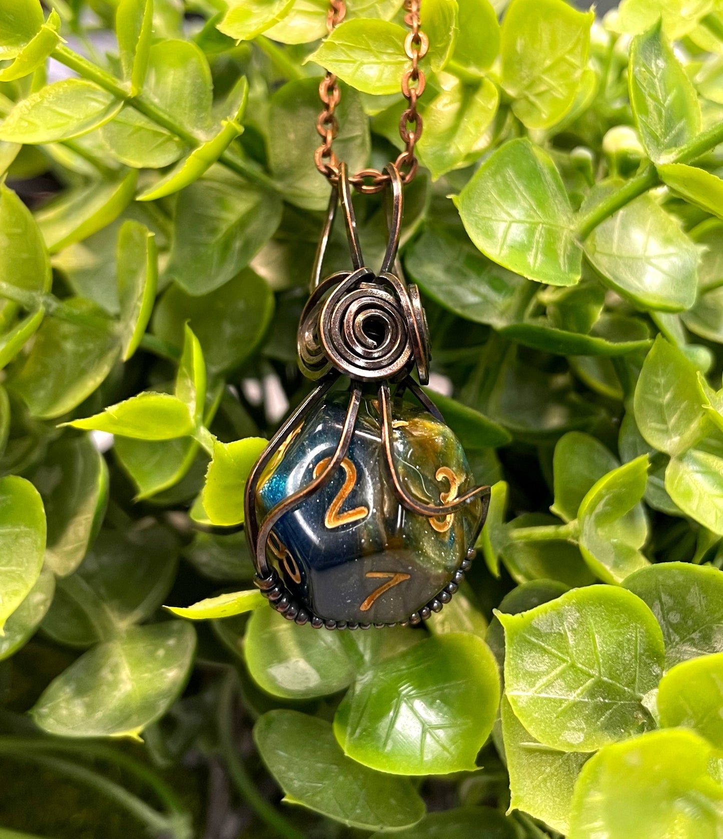 Wire Wrapped D12 Dice Pendant Magic Gamer - Handmade by Marlayna