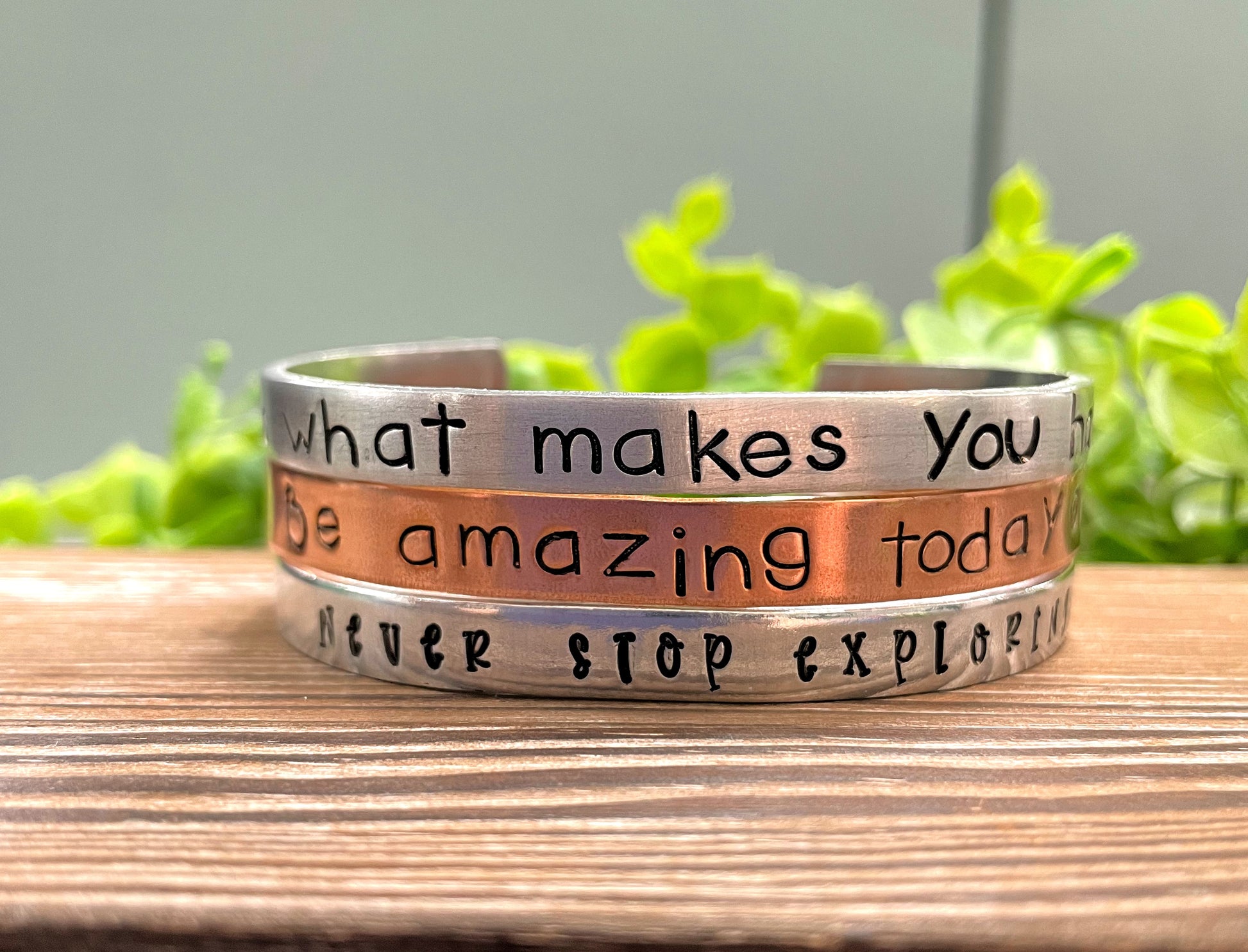 Be Amazing Today Hand Stamped Cuff Bracelet - Can be d - Handmade by Marlayna