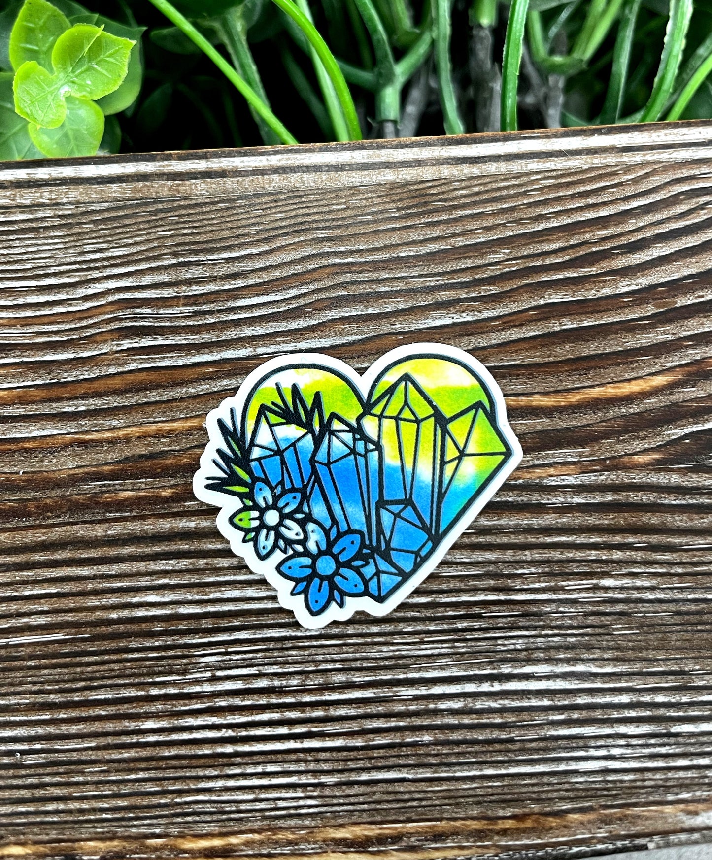 Watercolor Heart Crystal Die Cut Sticker, Graphic Art Sticker, Vinyl, |Sticker or Magnet