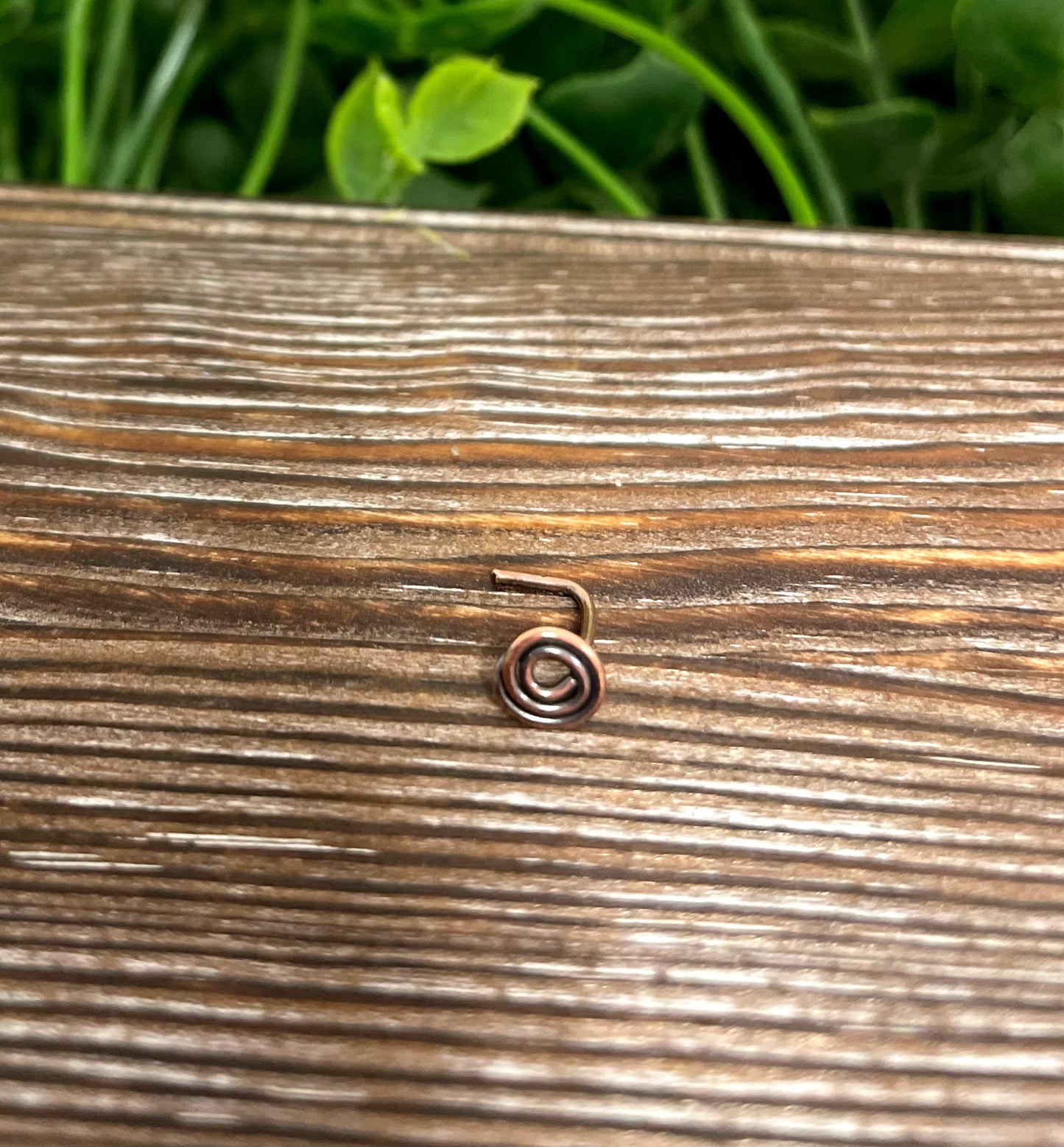 Copper Swirl Minimalist L Shape Nose Ring - Handmade by Marlayna