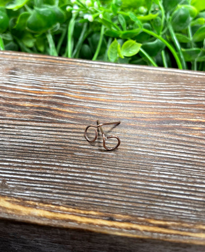 Copper Circle Stud Minimalist Earrings - Handmade by Marlayna