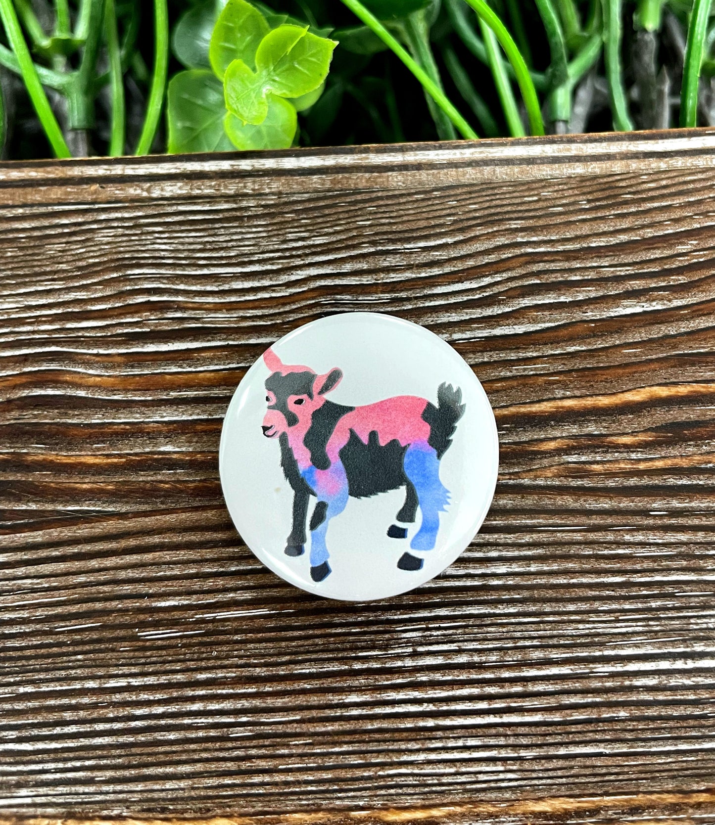 Watercolor Goat Graphic Art Button / Pin 1.25” - Handmade by Marlayna