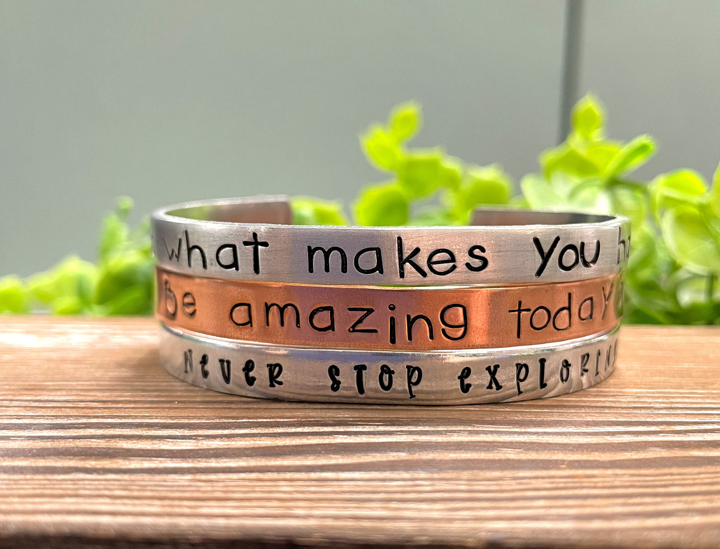 Do What Makes You Happy Hand Stamped Cuff Bracelet Quote - Can be d - Handmade by Marlayna