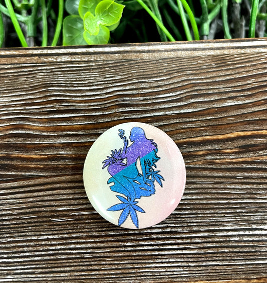 Purple and Blue Mermaid Graphic Art Button / Pin 1.25” - Handmade by Marlayna