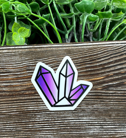 Purple and White Crystal Cluster Sticker, Graphic Art Sticker, Vinyl, |Sticker or Magnet