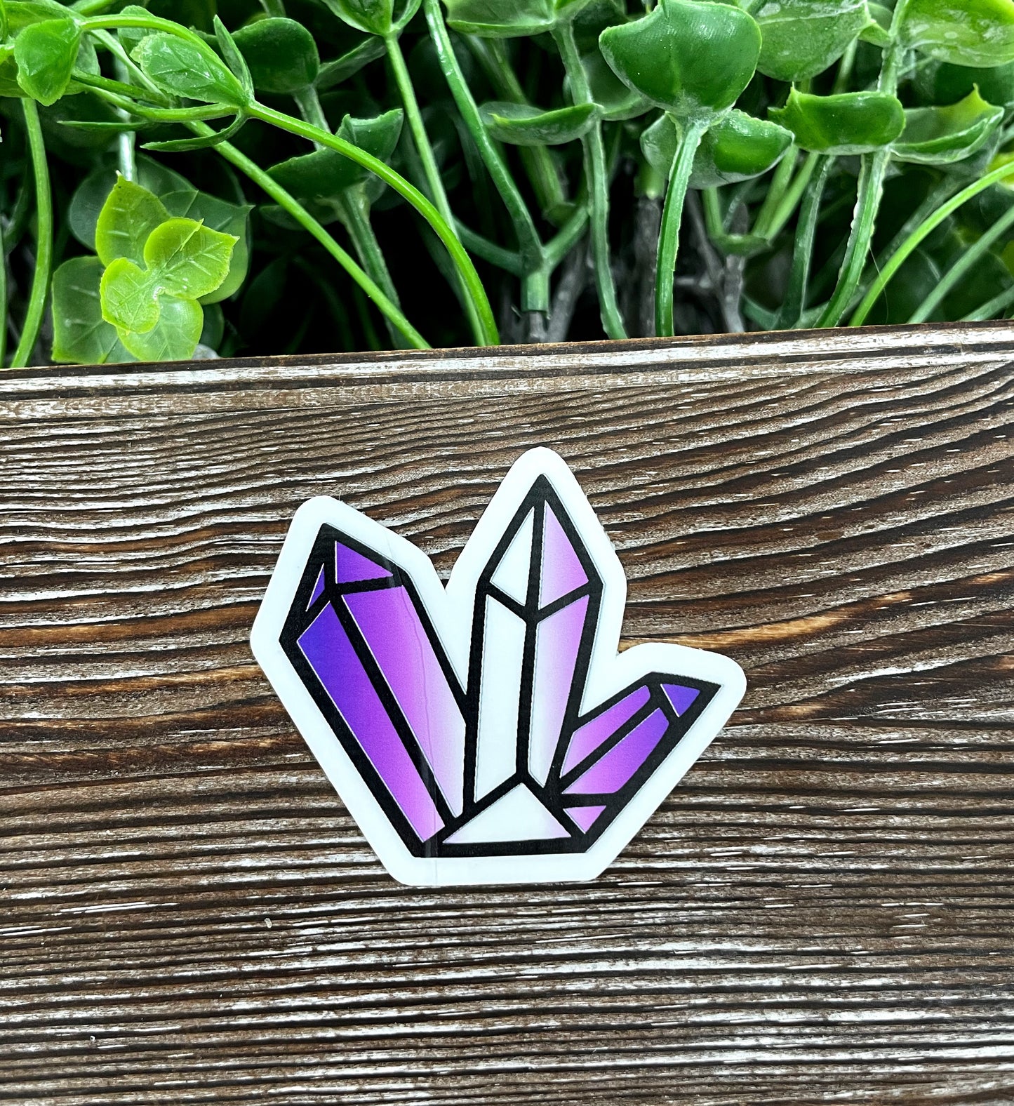 Purple and White Crystal Cluster Sticker, Graphic Art Sticker, Vinyl, |Sticker or Magnet