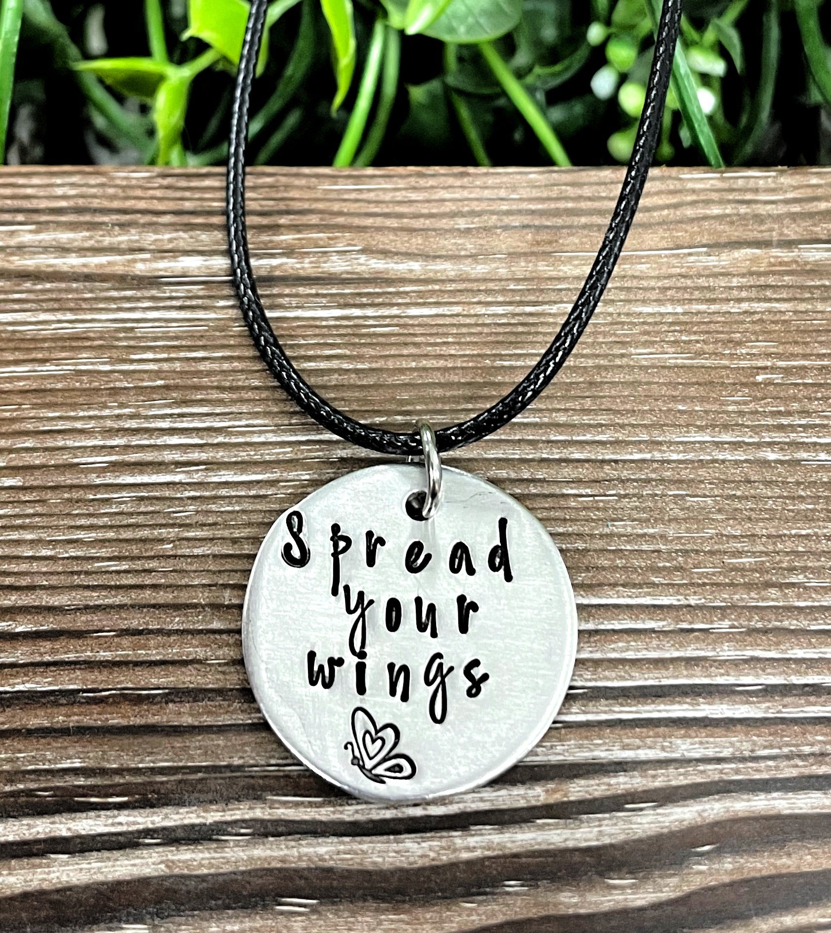 Spread your Wings Butterfly Hand Stamped Necklace - Handmade by Marlayna