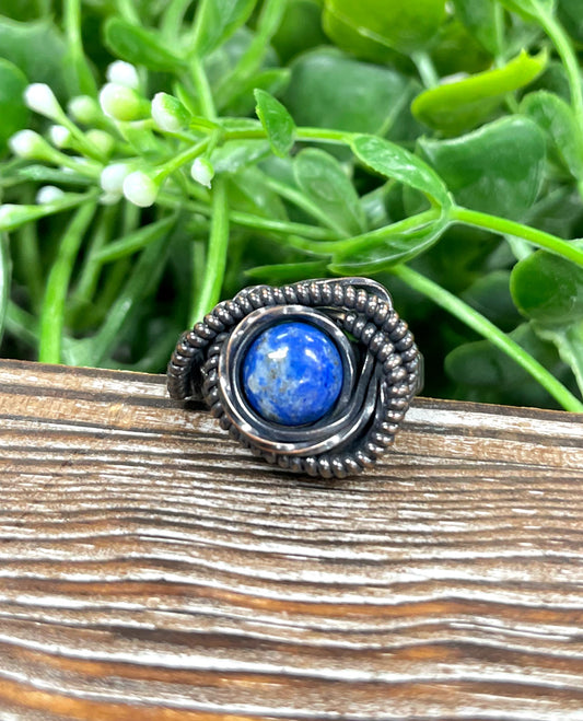 Sodalite Gemstone Wire Wrapped Ring - Handmade by Marlayna