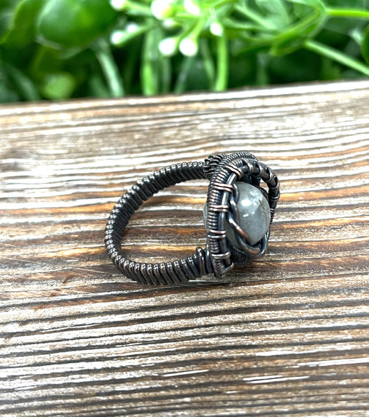 Labradorite wire wrapped ring, handmade crystal ring, boho rings, Agate rings, bohemian ring, wire wrapped jewelry - Handmade by Marlayna