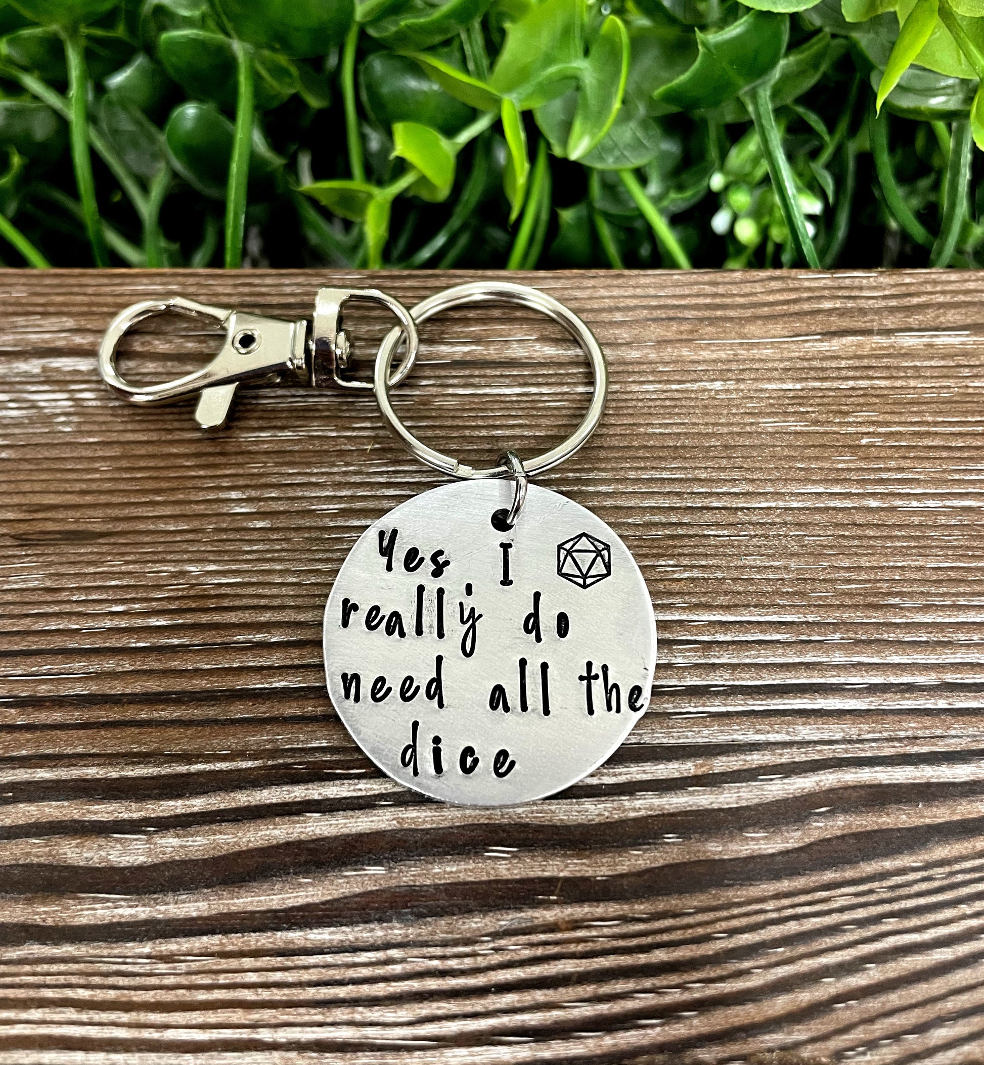 Dice Collector Hoarder Chance Gamer Dice Themed Hand Stamped Key Chain - Handmade by Marlayna