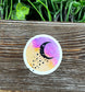 Watercolor Crescent Moon Die Cut Sticker, Graphic Art Sticker, Vinyl, , Orange and Purple Round |Sticker or Magnet