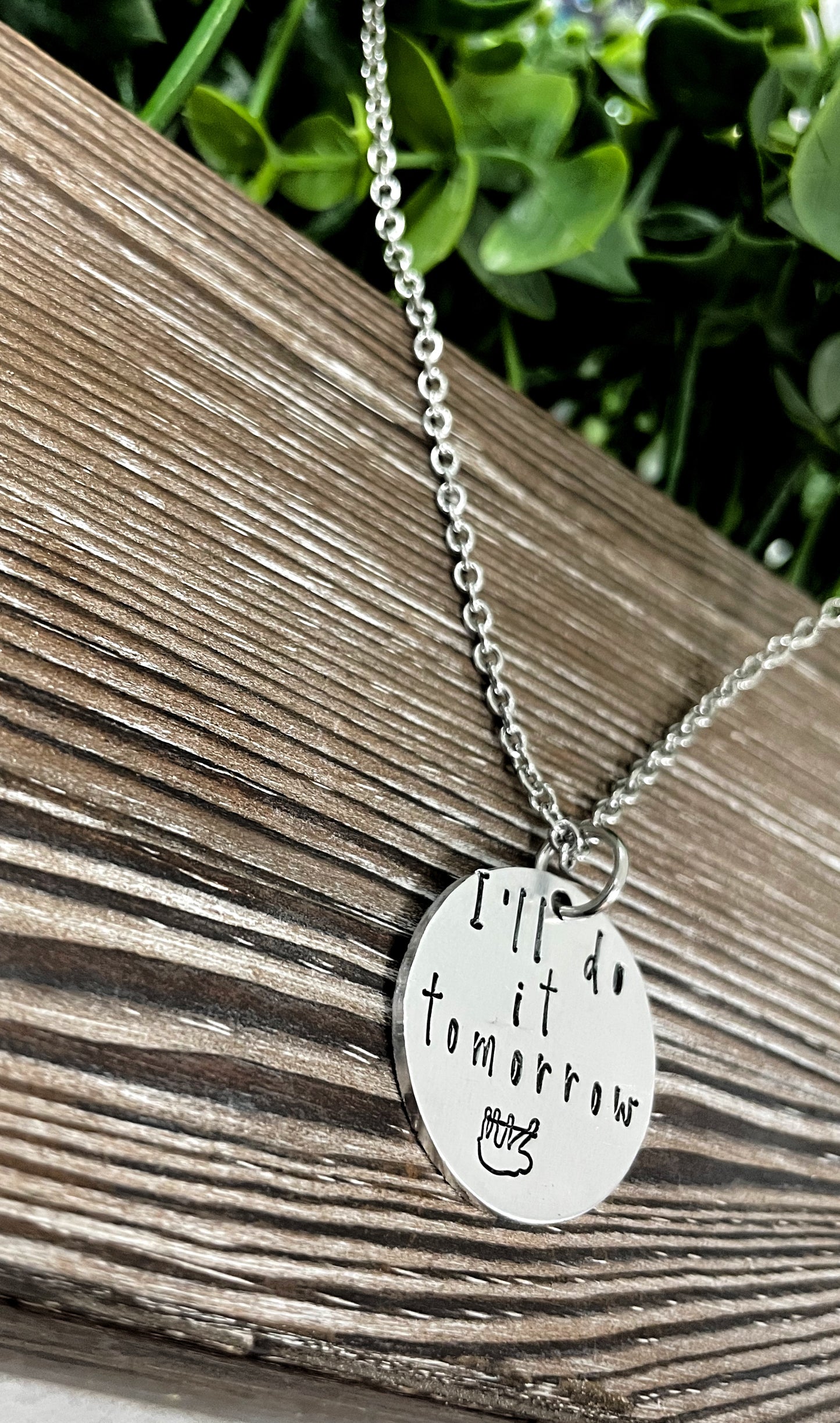 I’ll do it Tomorrow Sloth Fun Animal Themed Hand Stamped Necklace - Handmade by Marlayna