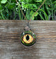 Wire Wrapped Graphic Art Dragon Eye Glass Pendant - Handmade by Marlayna