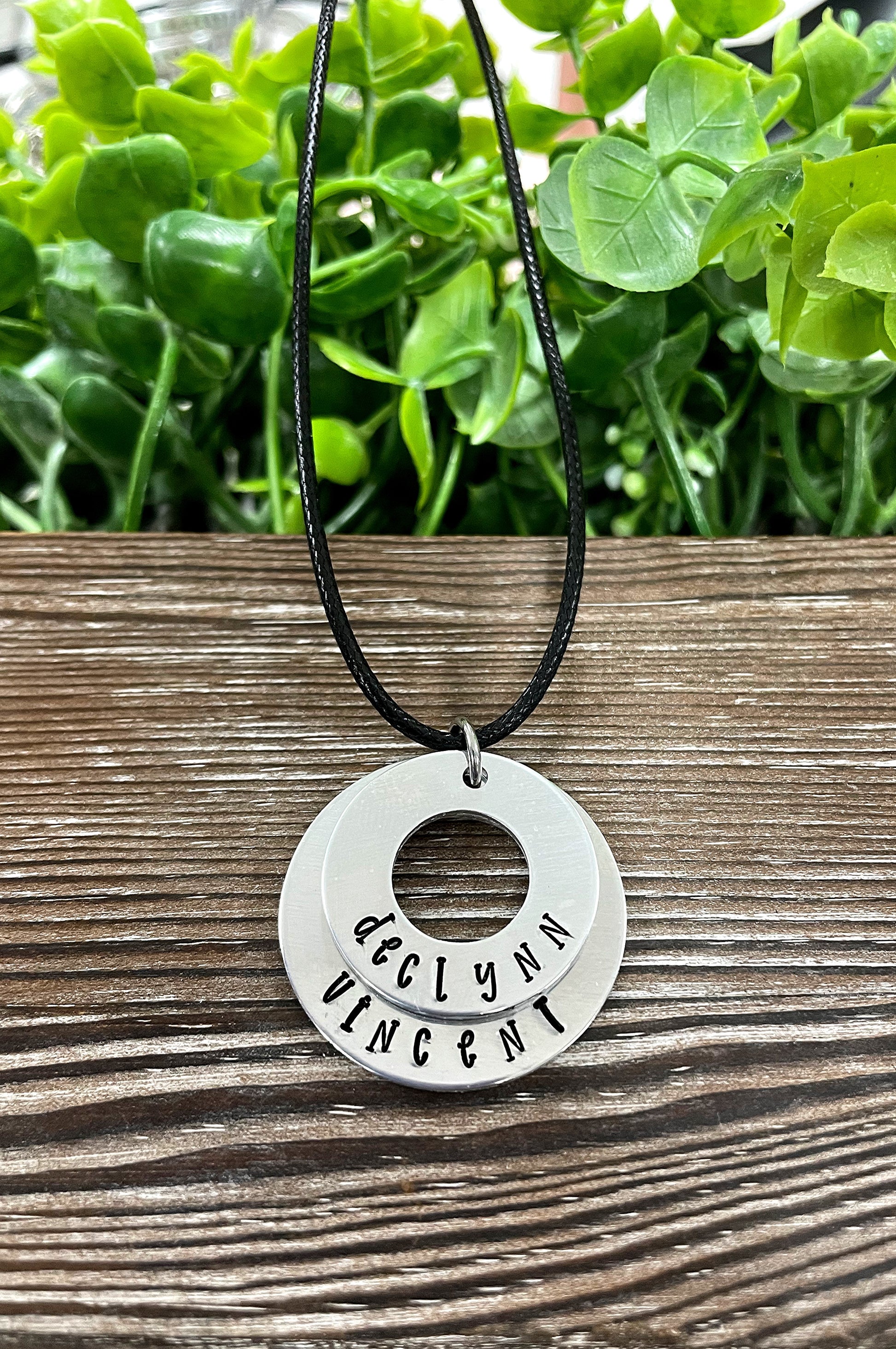 Stacked Washer Hand Stamped Name Necklace - Handmade by Marlayna