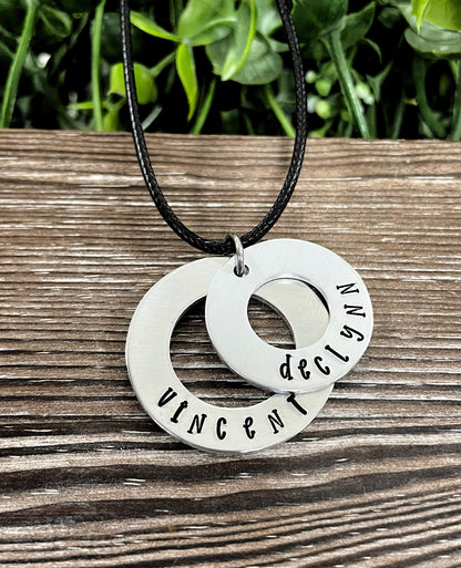 Stacked Washer Hand Stamped Name Necklace - Handmade by Marlayna