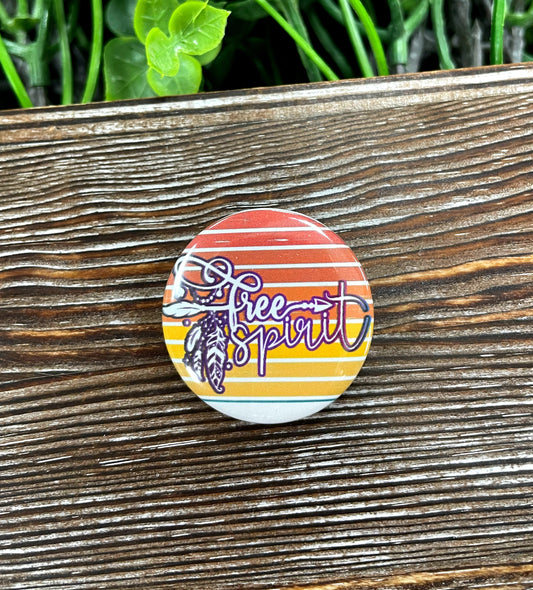 Free Spirit Vintage Graphic Art Button / Pin 1.25” - Handmade by Marlayna