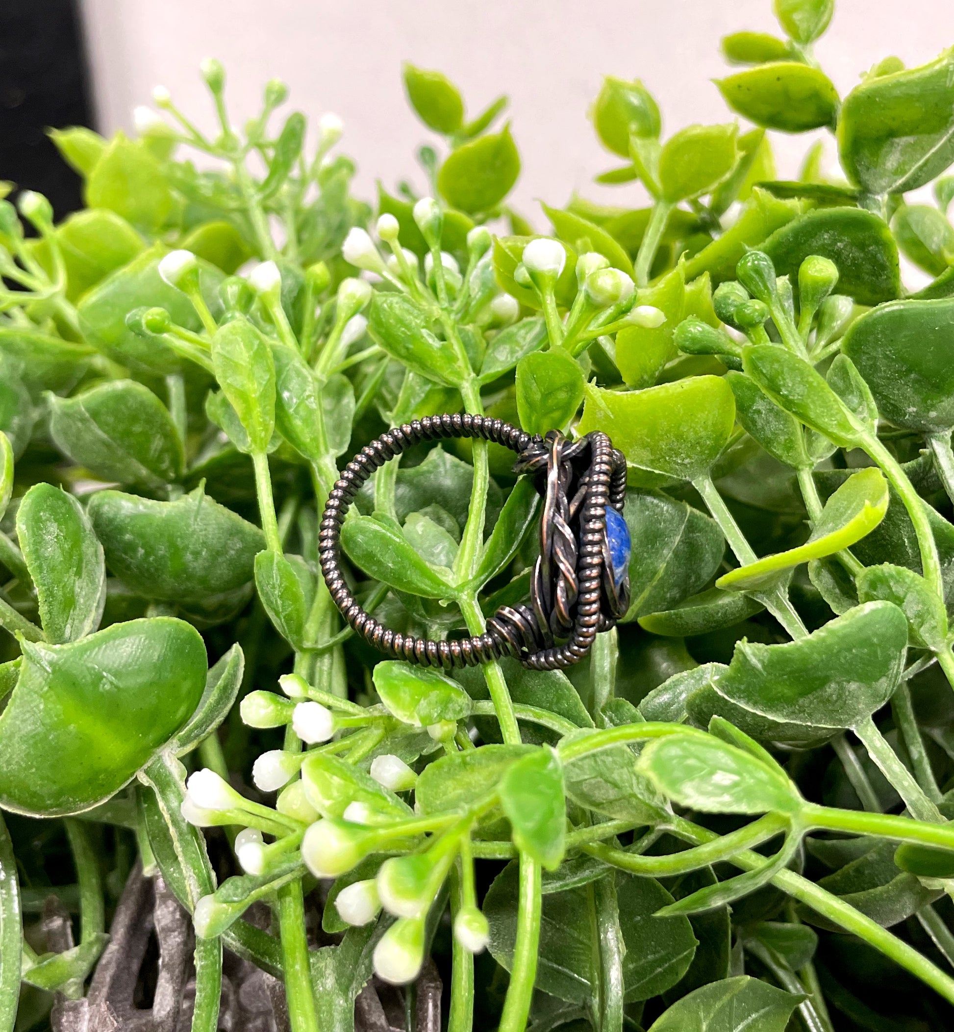 Sodalite Gemstone Wire Wrapped Ring - Handmade by Marlayna